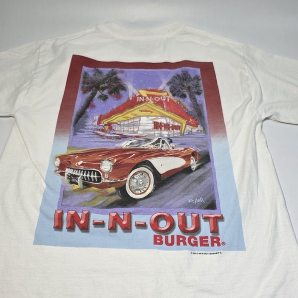 Vintage In-N-Out Burger Shirt Mens S‎ White Fishermans Wharf California 2001